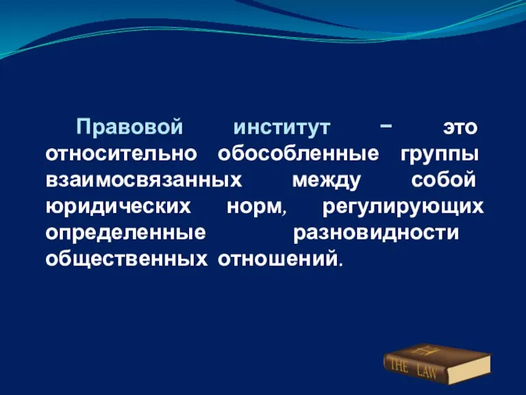 Правовой институт − это относительно обособленные группы взаимосвязанных между собой