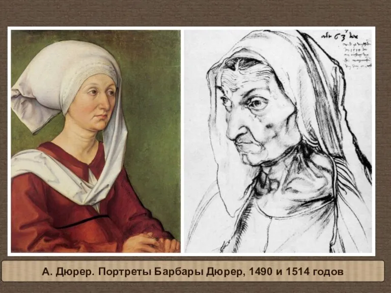 А. Дюрер. Портреты Барбары Дюрер, 1490 и 1514 годов