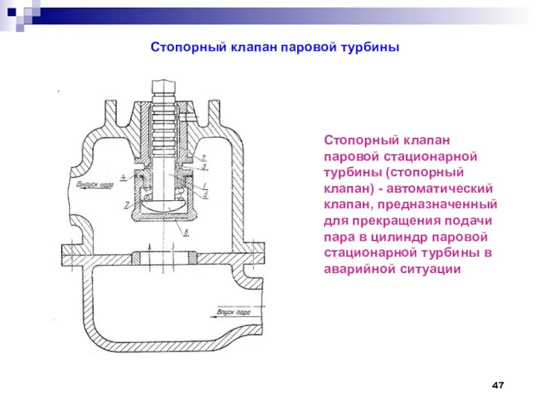 Стопорный клапан паровой турбины Стопорный клапан паровой стационарной турбины (стопорный