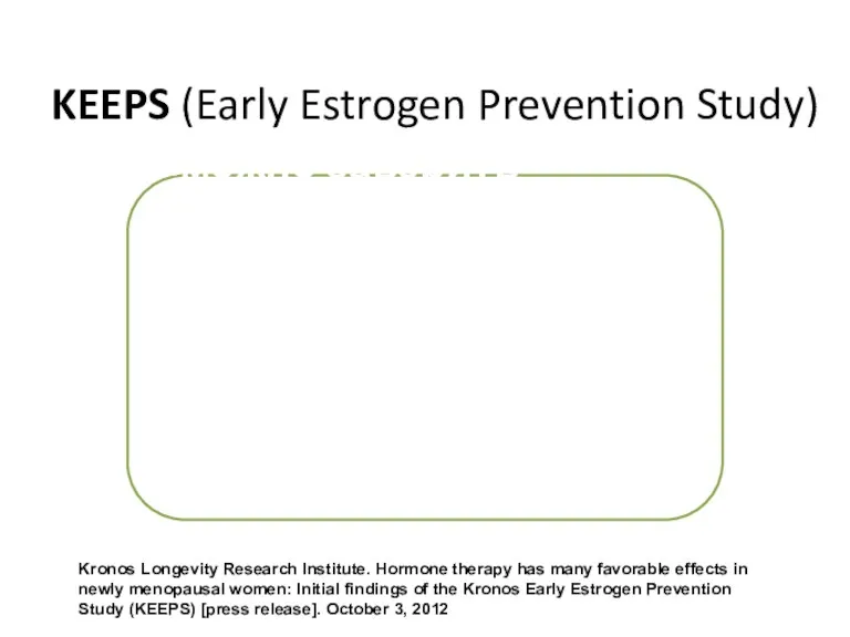 KEEPS (Early Estrogen Prevention Study) Kronos Longevity Research Institute. Hormone