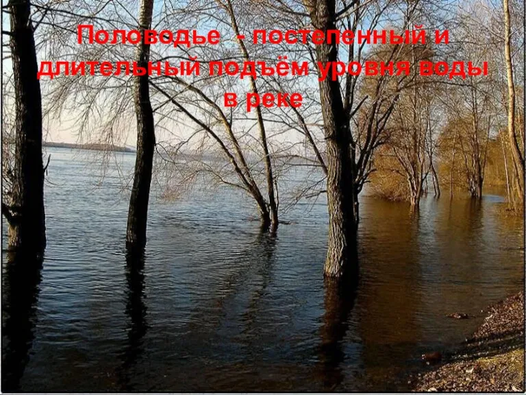 Половодье - постепенный и длительный подъём уровня воды в реке