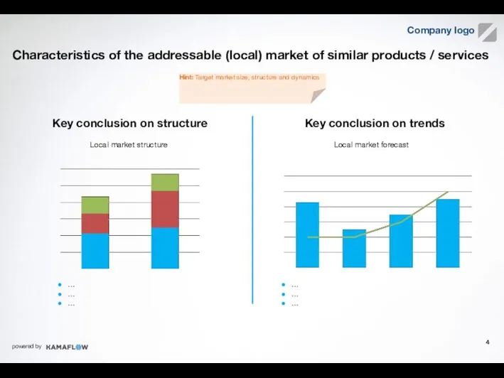 Characteristics of the addressable (local) market of similar products / services Key conclusion