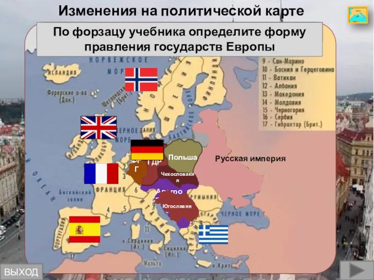 Изменения на политической карте Европы Германская империя Австро -Венгрия Русская