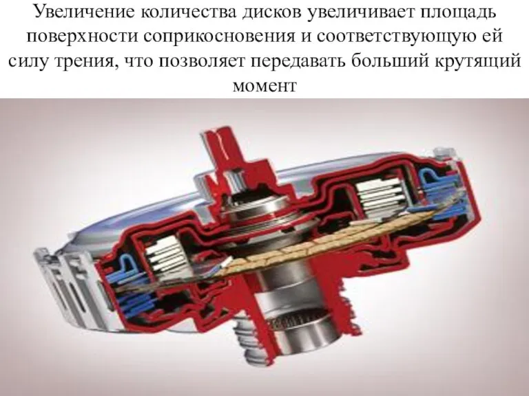 Увеличение количества дисков увеличивает площадь поверхности соприкосновения и соответствующую ей