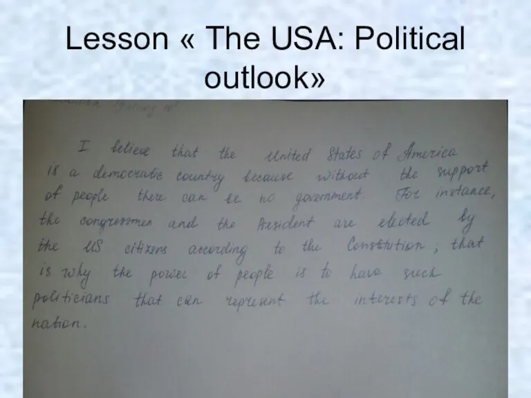 Lesson « The USA: Political outlook»