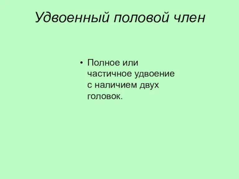 Удвоенный половой член Полное или частичное удвоение с наличием двух головок.