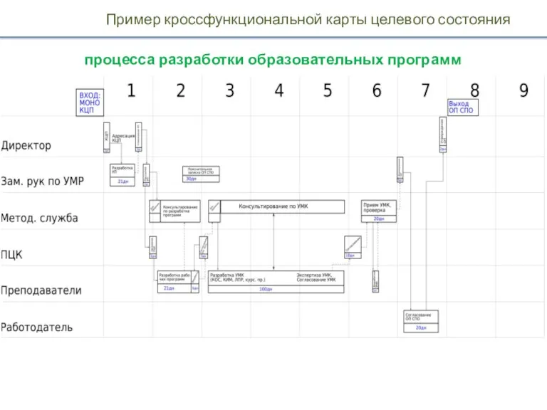 Пример кроссфункциональной карты целевого состояния процесса разработки образовательных программ