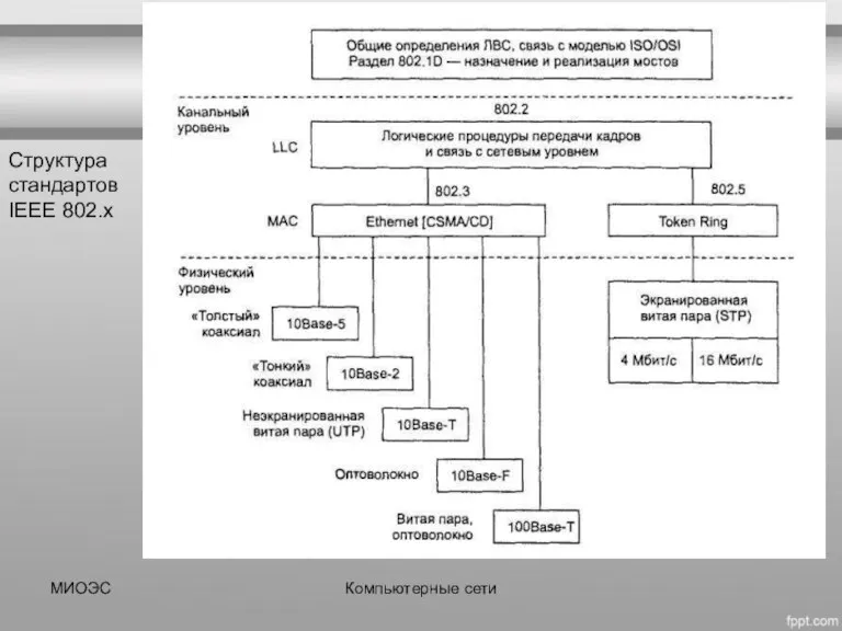 Структура стандартов IEEE 802.x МИОЭС Компьютерные сети