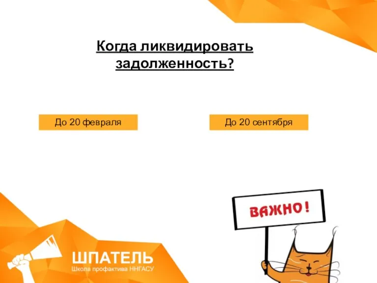 До 20 февраля До 20 сентября Когда ликвидировать задолженность?