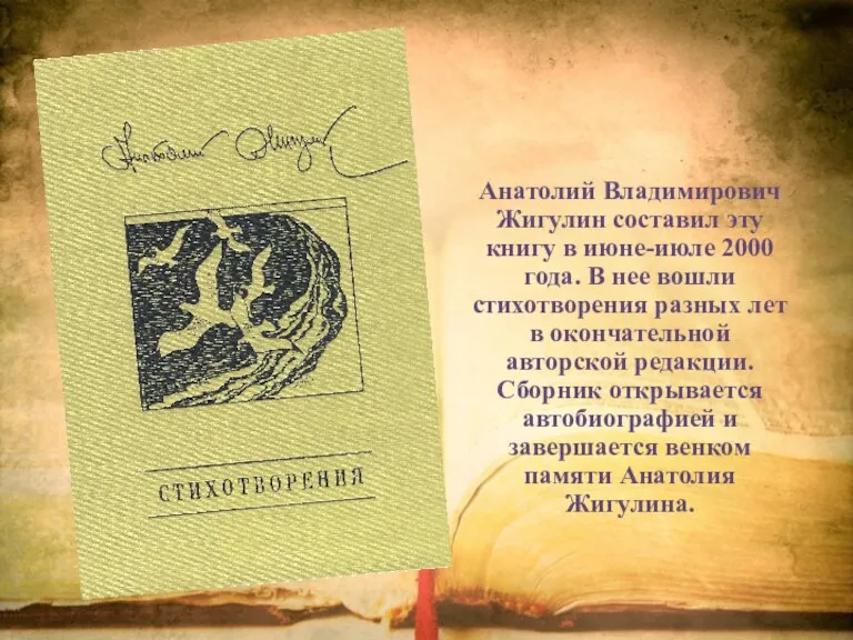 Анатолий Владимирович Жигулин составил эту книгу в июне-июле 2000 года. В нее вошли