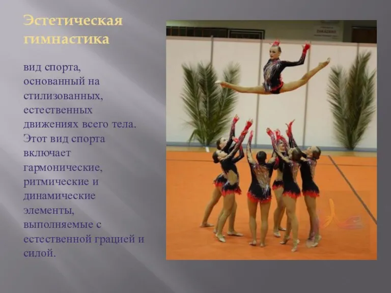 Эстетическая гимнастика вид спорта, основанный на стилизованных, естественных движениях всего