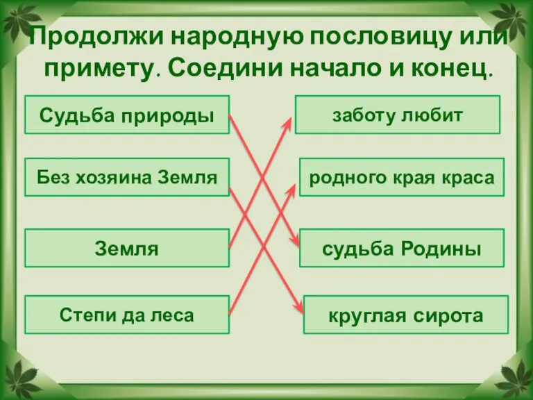 Продолжи народную пословицу или примету. Соедини начало и конец. Судьба