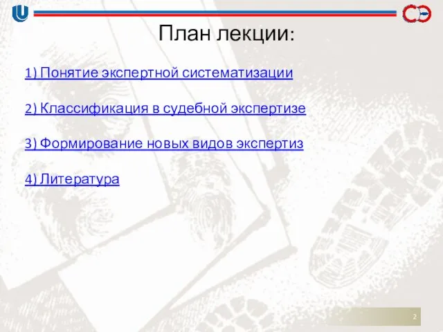 План лекции: 1) Понятие экспертной систематизации 2) Классификация в судебной