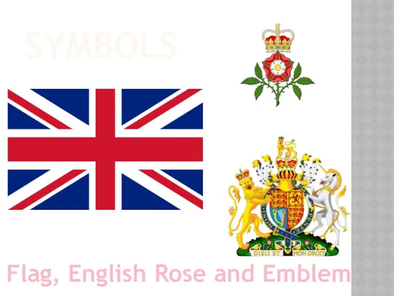 SYMBOLS Flag, English Rose and Emblem