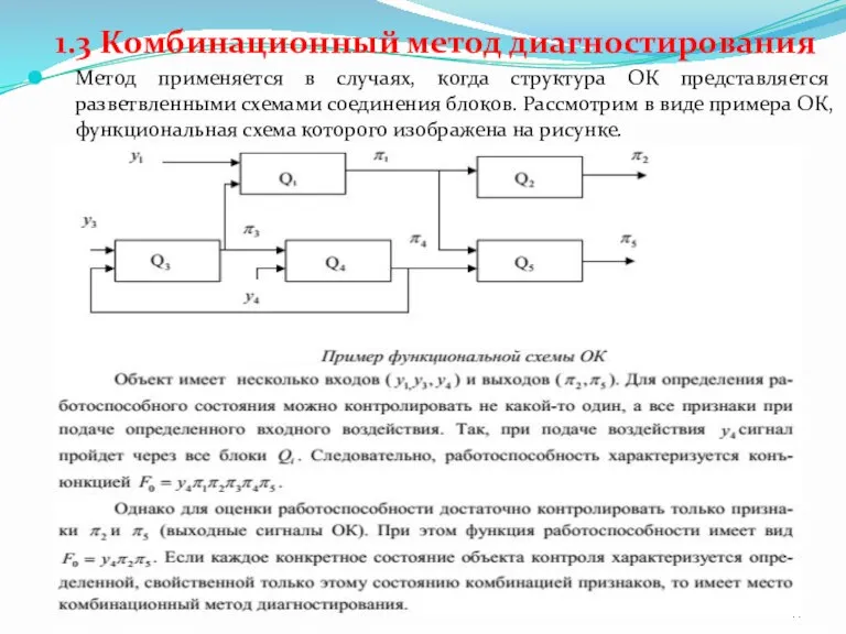 1.3 Комбинационный метод диагностирования Метод применяется в случаях, когда структура