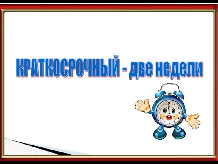 Продолжительность проекта КРАТКОСРОЧНЫЙ - две недели