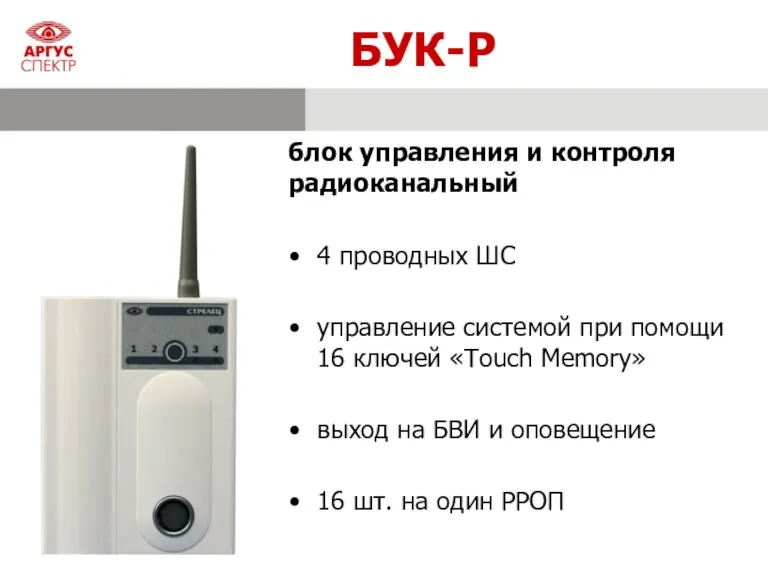 БУК-Р 4 проводных ШС управление системой при помощи 16 ключей