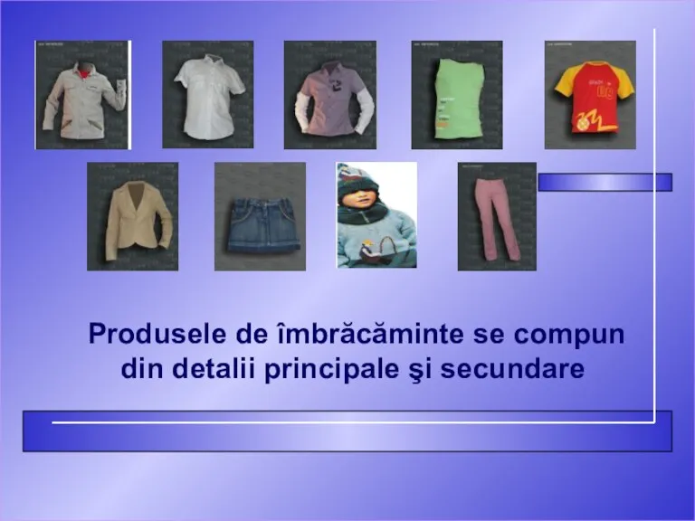 Produsele de îmbrăcăminte se compun din detalii principale şi secundare