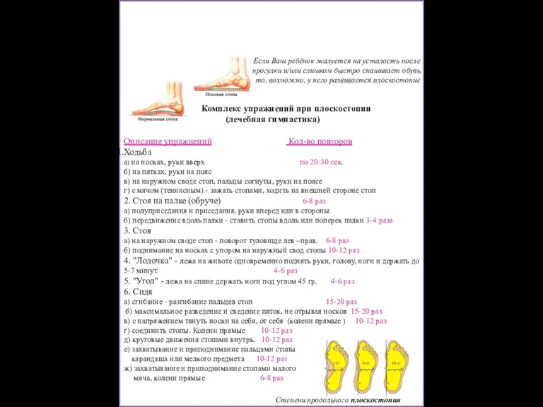 Что делать, если у ребенка плоскостопие? Комплекс упражнений при плоскостопии