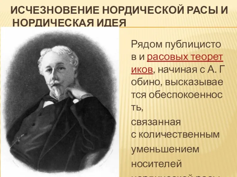 ИСЧЕЗНОВЕНИЕ НОРДИЧЕСКОЙ РАСЫ И НОРДИЧЕСКАЯ ИДЕЯ Рядом публицистов и расовых