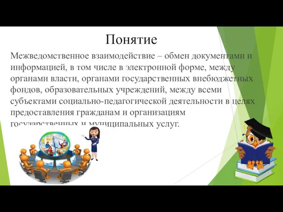 Понятие Межведомственное взаимодействие – обмен документами и информацией, в том