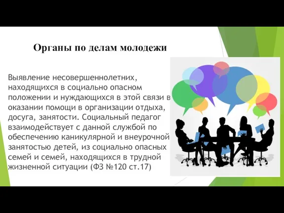 Органы по делам молодежи Выявление несовершеннолетних, находящихся в социально опасном