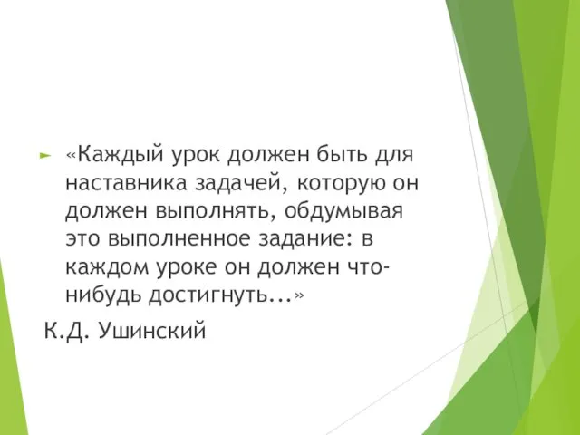 «Каждый урок должен быть для наставника задачей, которую он должен выполнять, обдумывая это