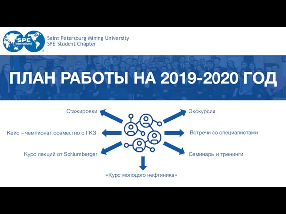 ПЛАН РАБОТЫ НА 2019-2020 ГОД Saint Petersburg Mining University SPE Student Chapter Курс
