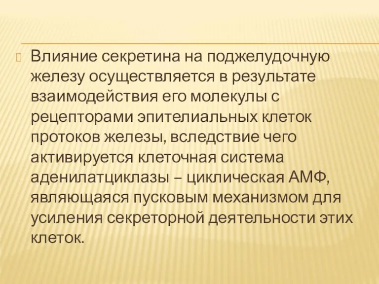 Влияние секретина на поджелудочную железу осуществляется в результате взаимодействия его