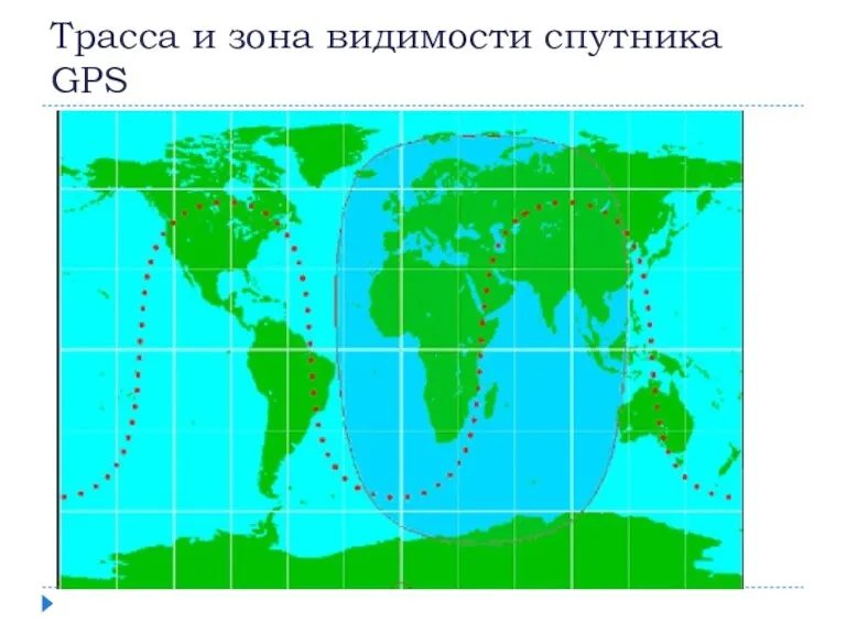 Трасса и зона видимости спутника GPS