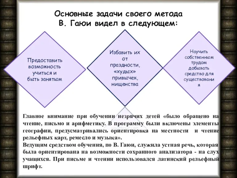 Основные задачи своего метода В. Гаюи видел в следующем: Предоставить