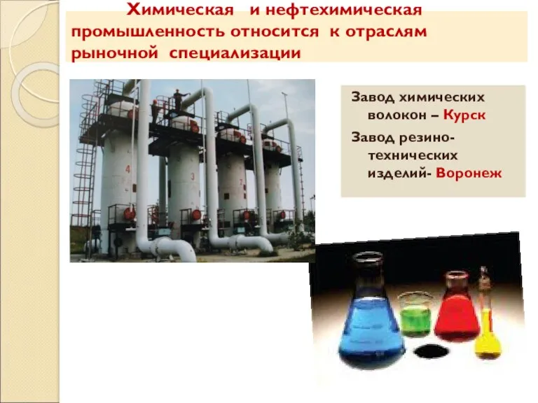 Химическая и нефтехимическая промышленность относится к отраслям рыночной специализации Завод