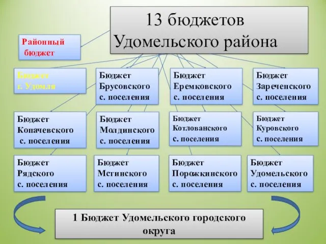 13 бюджетов Удомельского района Бюджет г. Удомля Бюджет Брусовского с.