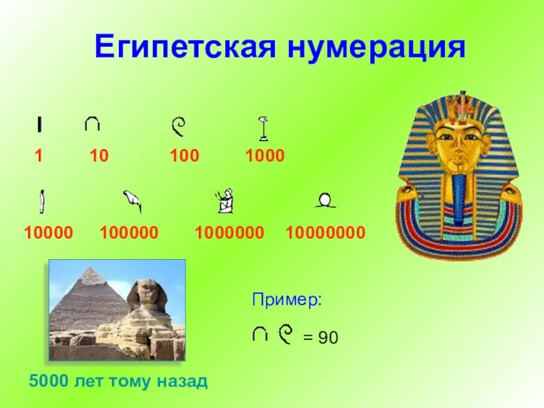 Египетская нумерация 1 10 100 1000 10000 100000 1000000 10000000