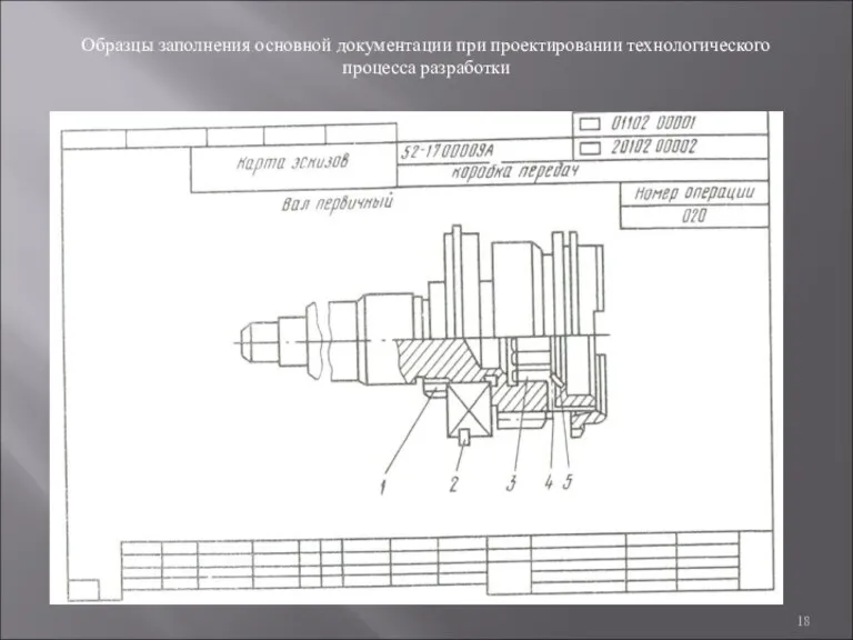 Образцы заполнения основной документации при проектировании технологического процесса разработки