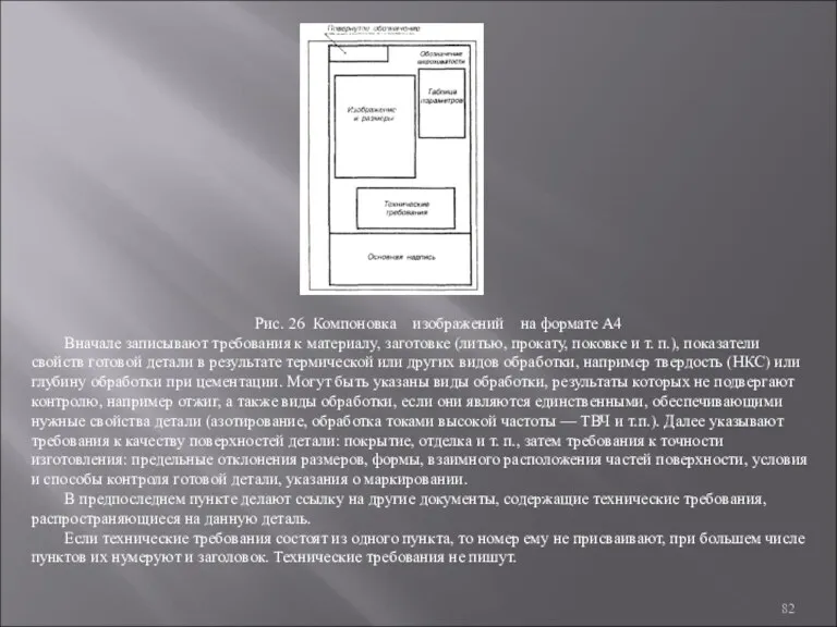 Рис. 26 Компоновка изображений на формате А4 Вначале записывают требования к материалу, заготовке