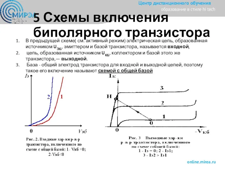 5 Схемы включения биполярного транзистора В предыдущей схеме( см. активный