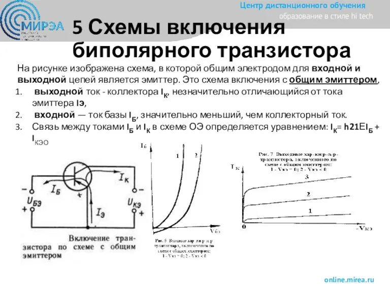 5 Схемы включения биполярного транзистора На рисунке изображена схема, в