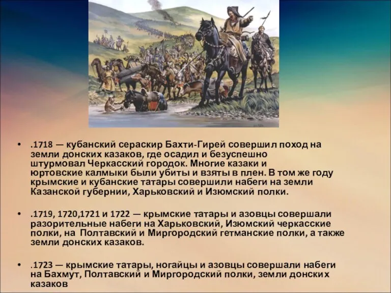 .1718 — кубанский сераскир Бахти-Гирей совершил поход на земли донских