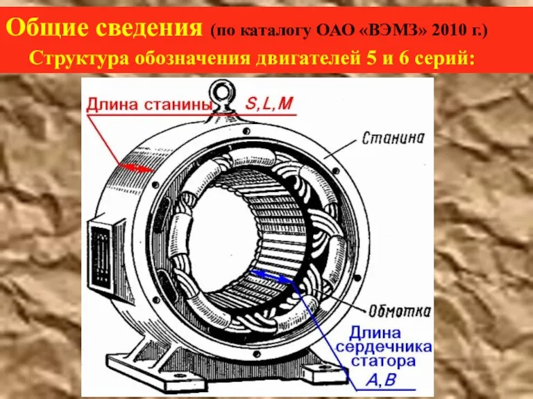 Общие сведения (по каталогу ОАО «ВЭМЗ» 2010 г.) Структура обозначения двигателей 5 и 6 серий: