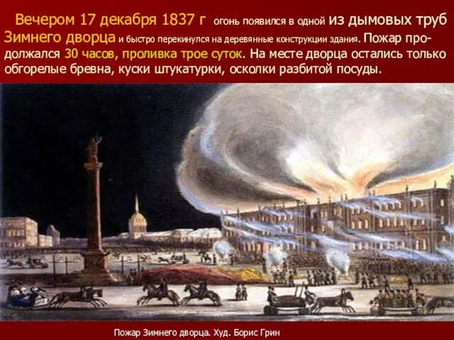 Вечером 17 декабря 1837 г огонь появился в одной из