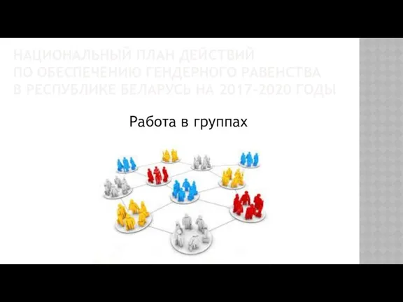 НАЦИОНАЛЬНЫЙ ПЛАН ДЕЙСТВИЙ ПО ОБЕСПЕЧЕНИЮ ГЕНДЕРНОГО РАВЕНСТВА В РЕСПУБЛИКЕ БЕЛАРУСЬ НА 2017-2020 ГОДЫ Работа в группах