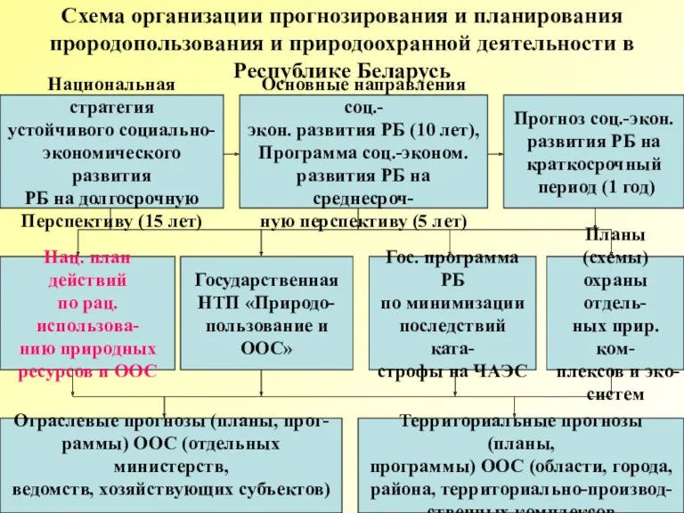 Схема организации прогнозирования и планирования прородопользования и природоохранной деятельности в