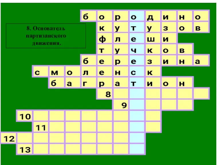 8. Основатель партизанского движения.