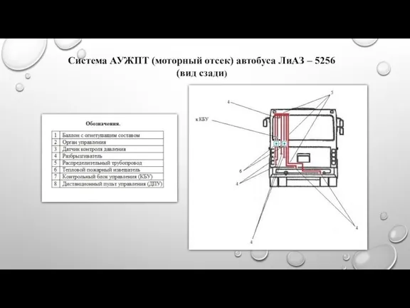 Система АУЖПТ (моторный отсек) автобуса ЛиАЗ – 5256 (вид сзади)