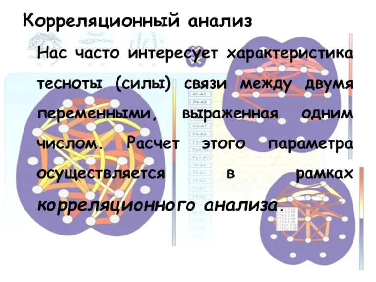 Корреляционный анализ Нас часто интересует характеристика тесноты (силы) связи между