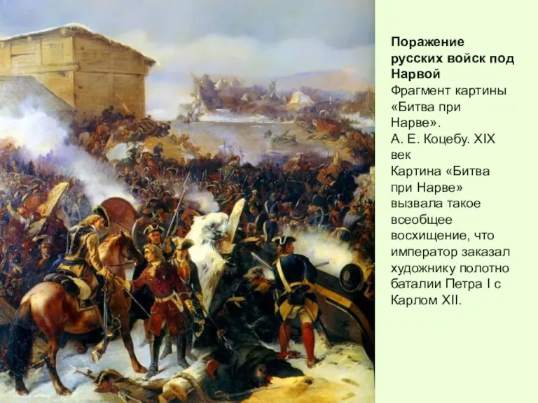 Поражение русских войск под Нарвой Фрагмент картины «Битва при Нарве».
