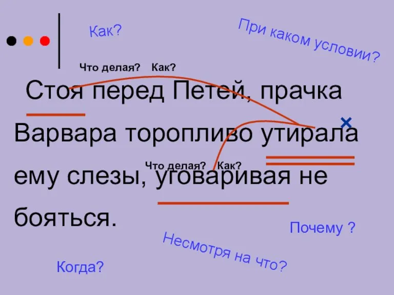 Стоя перед Петей, прачка Варвара торопливо утирала ему слезы, уговаривая