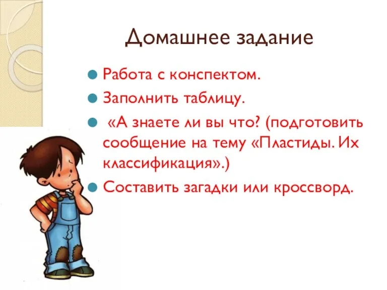 Домашнее задание Работа с конспектом. Заполнить таблицу. «А знаете ли