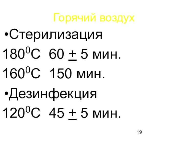 Горячий воздух Стерилизация 1800С 60 + 5 мин. 1600С 150